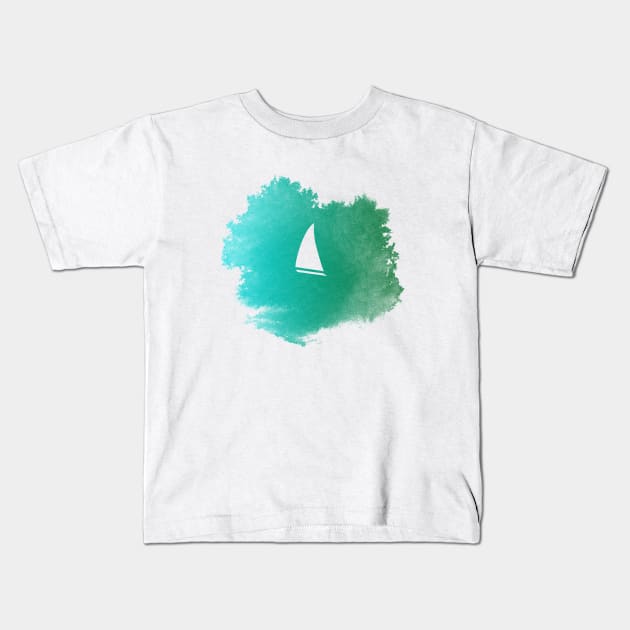 Watercolor Boat Kids T-Shirt by mordikiidesigns